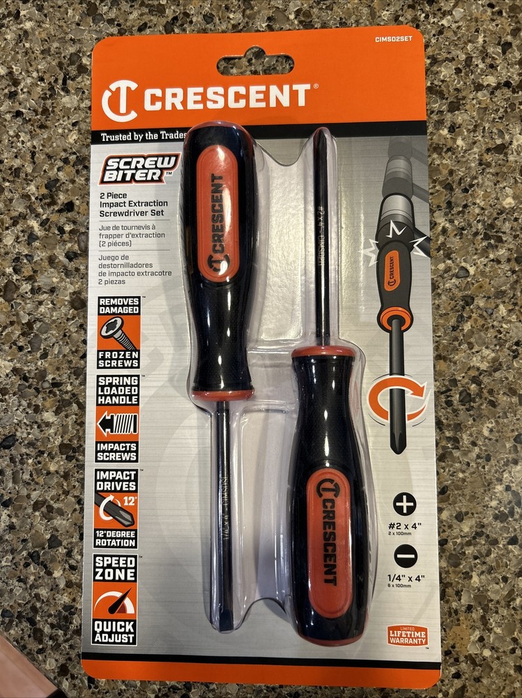 Crescent Screw Biter 2 Pc Impact Extraction Screwdriver Set