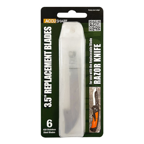 AccuSharp 6-Pack Sharp Replacement Blades for Razor Knife Storage Case Hang-Hole