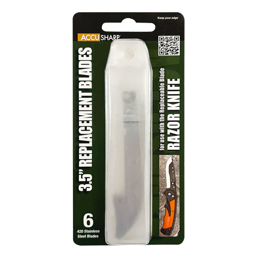 AccuSharp 6-Pack Sharp Replacement Blades for Razor Knife Storage Case Hang-Hole