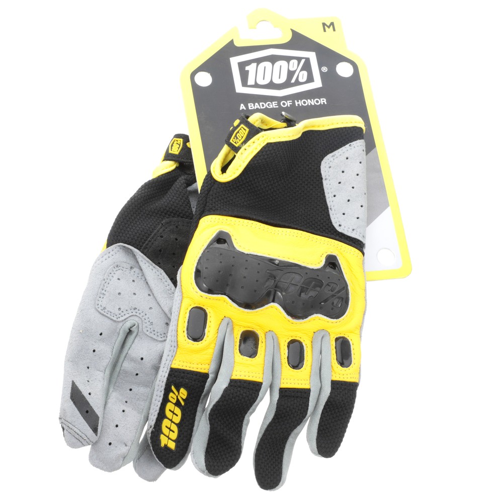 100% Derestricted Gloves Black/Yellow Medium