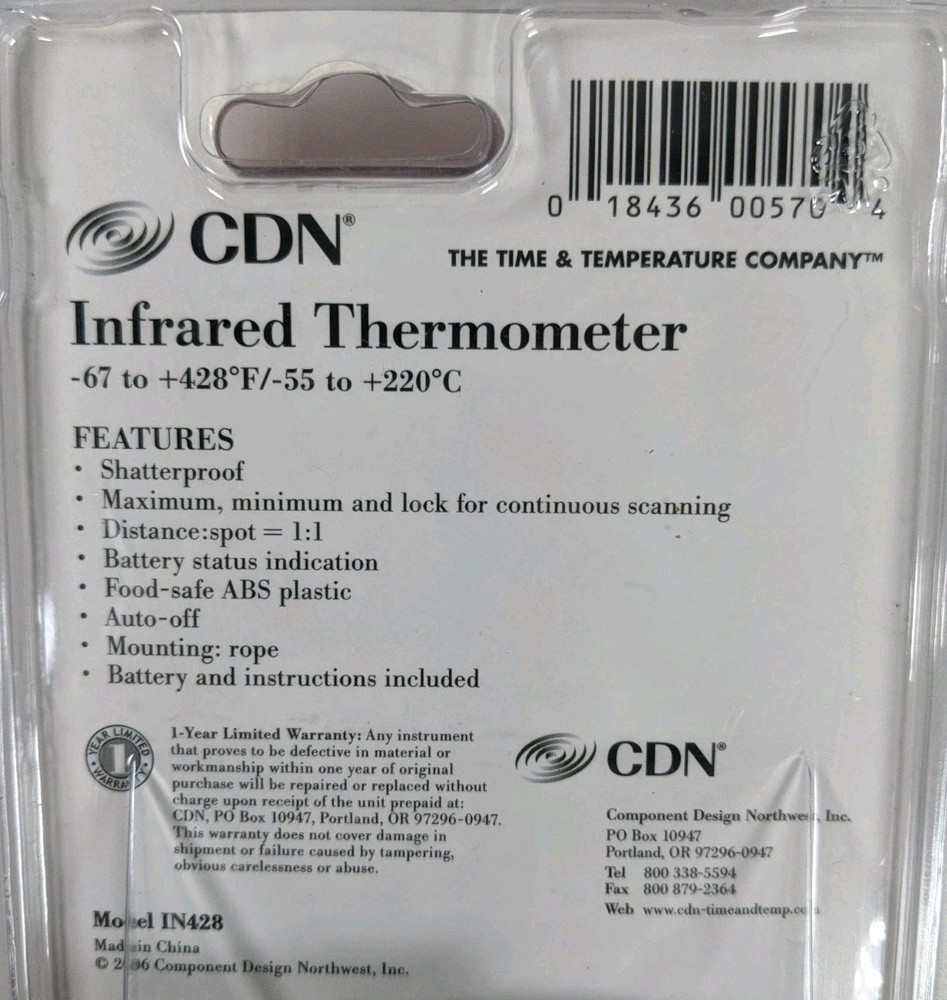 CDN Infrared Wireless Thermometer with 1-Second Response Model IN482