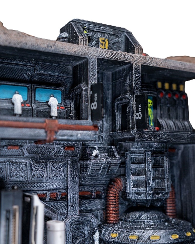 Area 51 UFO Base 3D Printed Sci-Fi Storage Display Diorama PLA Decor Model