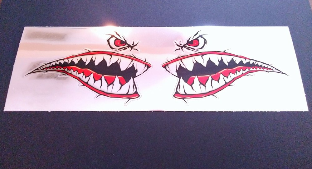 Aggressive Shark Teeth Custom Graphics Decals - SPECIAL CHROME EDITION!