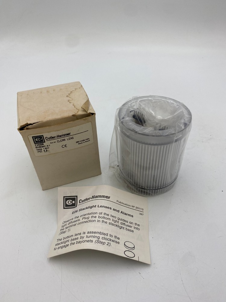Cutler Hammer E26B0 Ser A1 Clear Lens & Diffuser Unit For E26 Series Stacklights