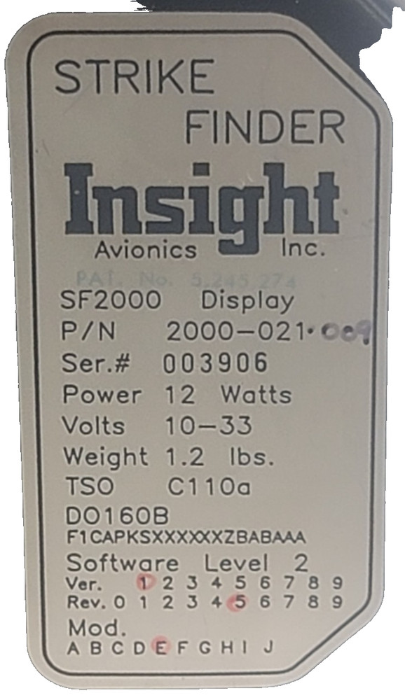 INSIGHT STRIKE FINDER SF2000 Display