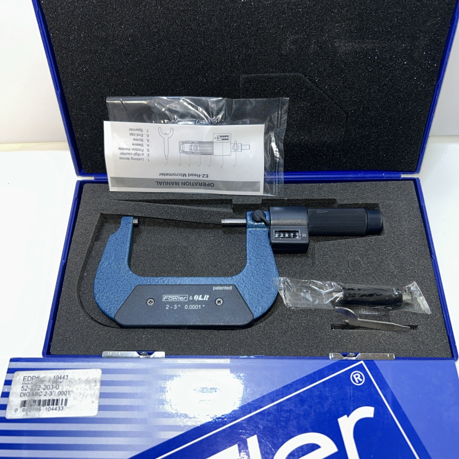 Fowler 52-222-203-0 2 - 3" EZ-Read Digit Outside Micrometer NEW