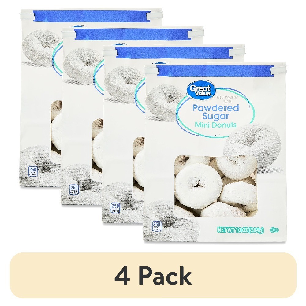 (4 pack) Powdered Sugar Mini Donuts, 10 oz