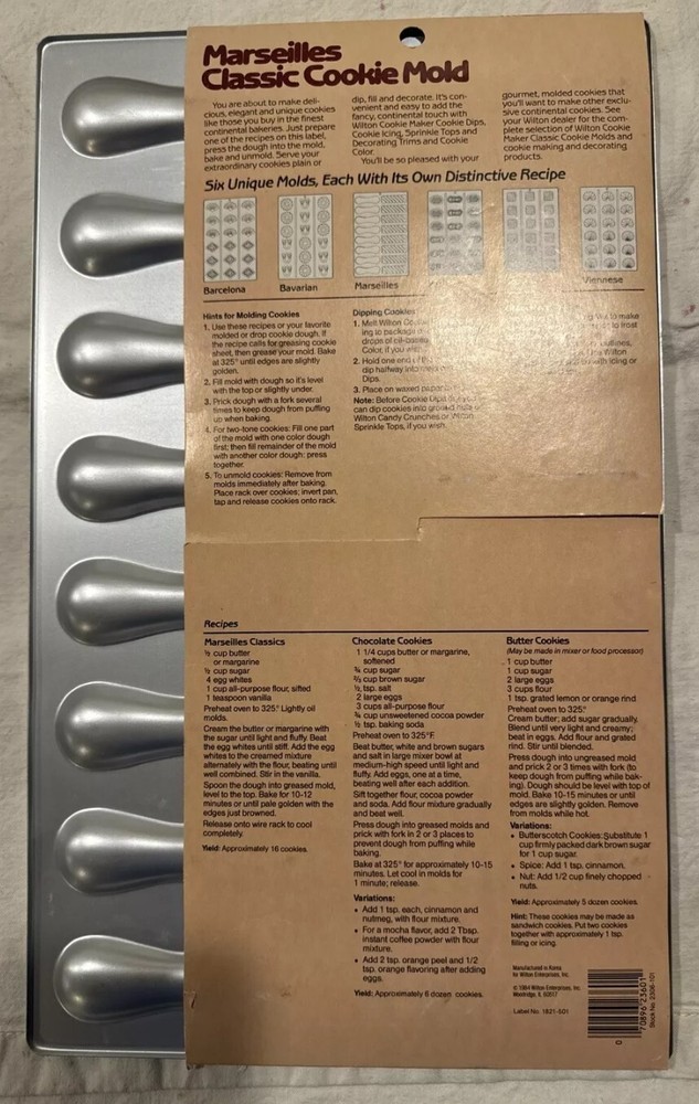 1984 Wilton Cookie Maker Marseilles Classic Cookie Mold Baking Sheet
