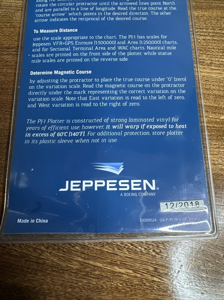 Jeppesen PJ-1 Rotating Azimuth Plotter 12/2018