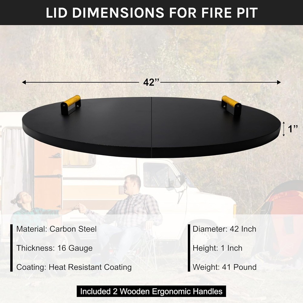 FEBTECH 42" Firepit Lid Round - Compatible for Fire Pit Inside Up to 40"