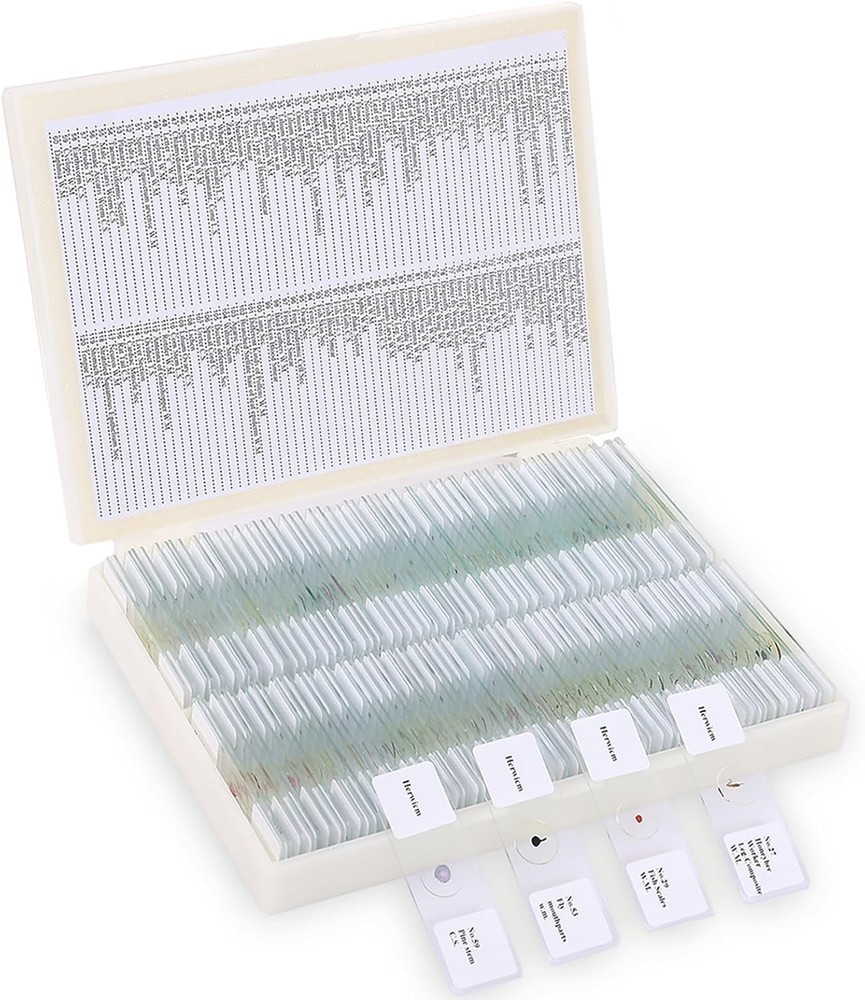 120 Pcs Educational Microscope Slides Set with Specimens for Biology Experiments