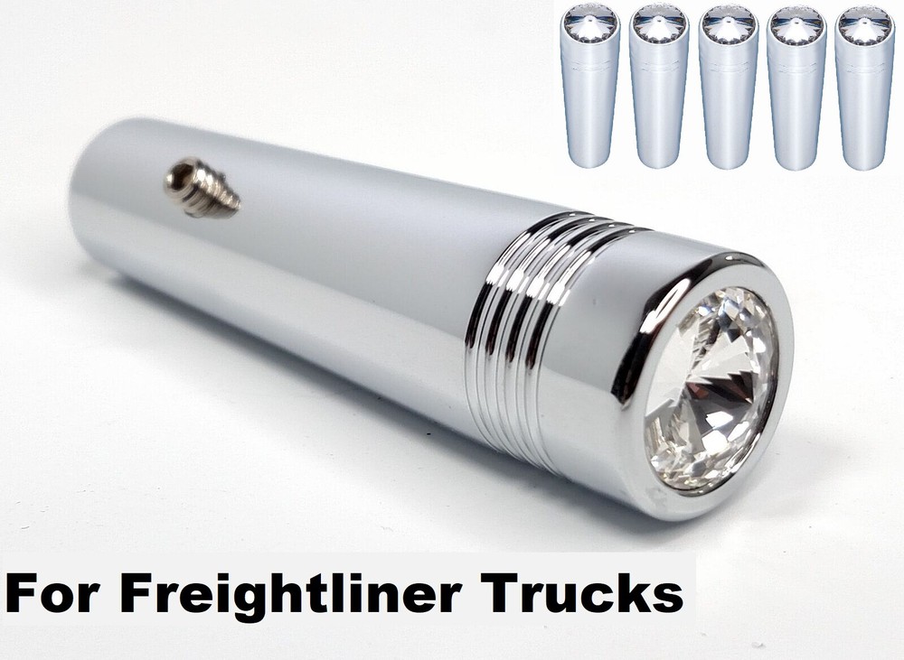 (Set/5) Clear Crystal Chrome Toggle Switch Extensions - Freightliner 2-1/4" Long