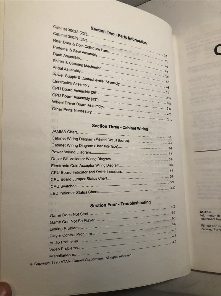 ATARI CALIFORNIA SPEED ARCADE MANUAL