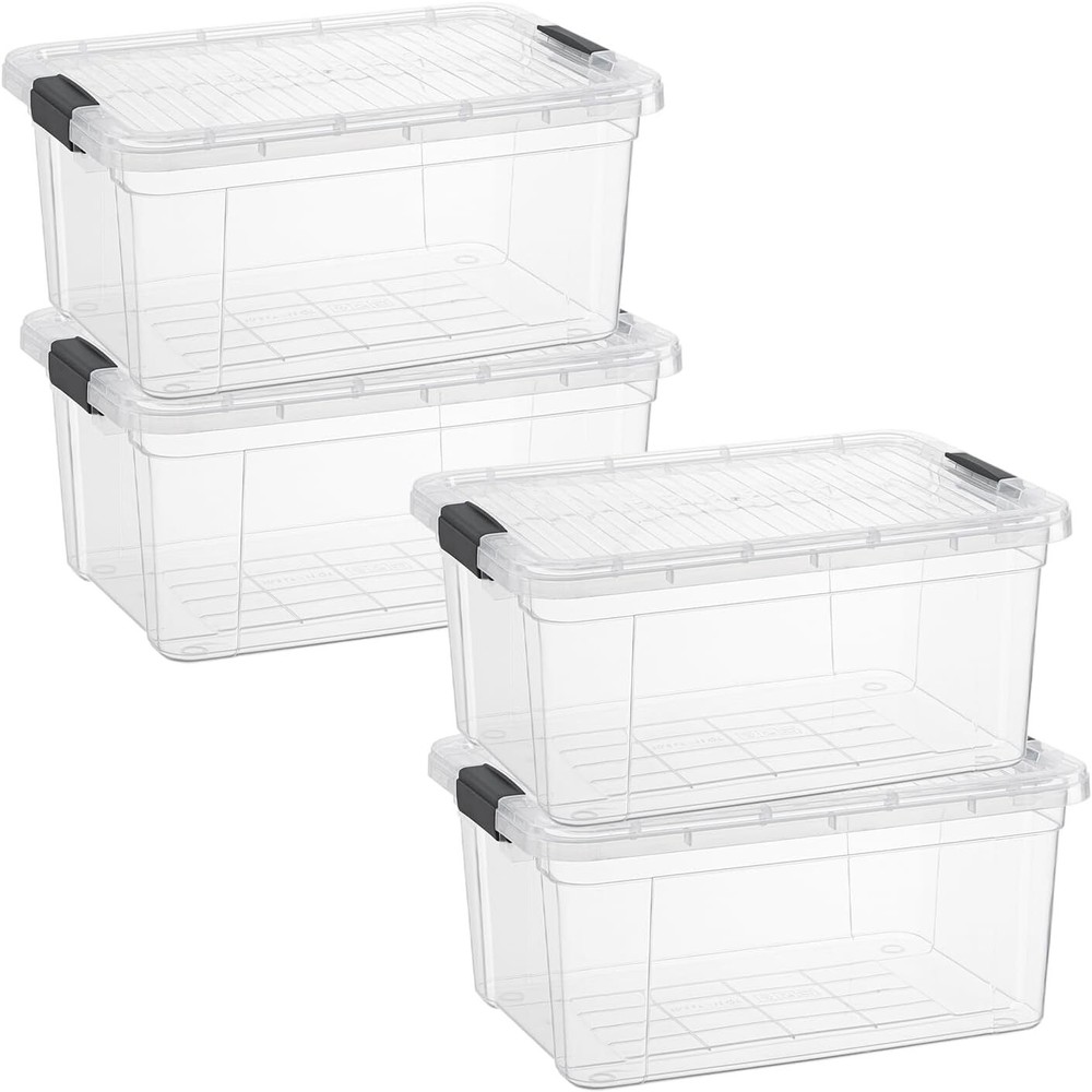 Superio Clear Storage Bins with Lids, 4 Pack- Plastic Storage Boxes - 3.4 Quart