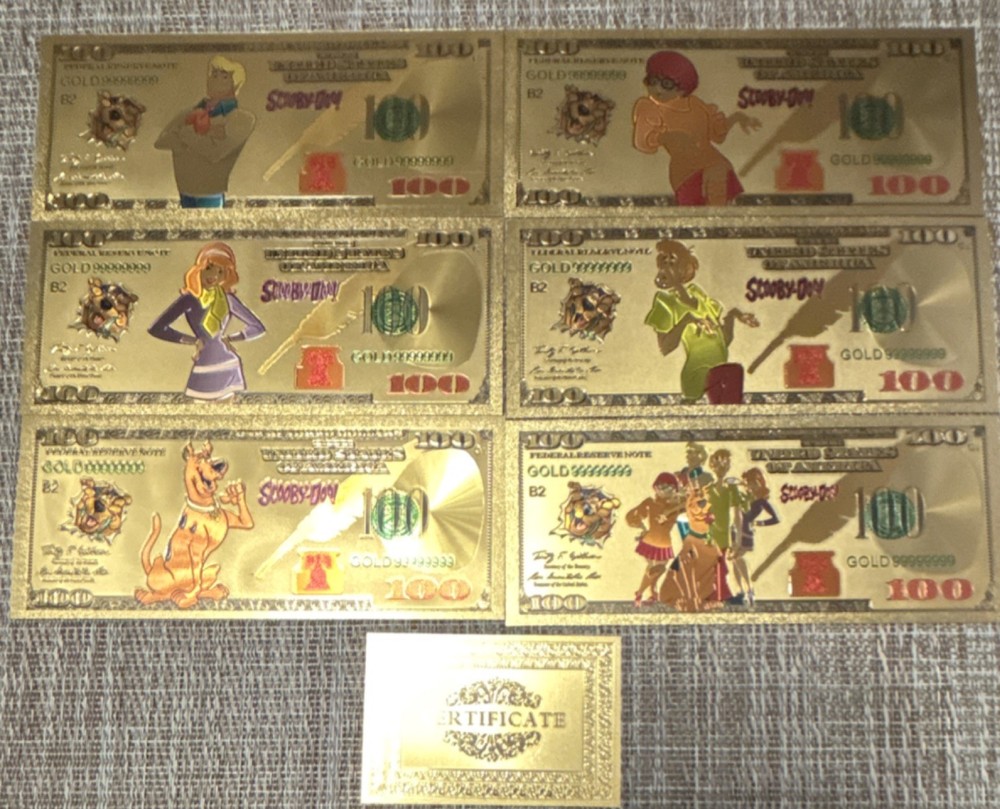 Scooby-Doo Gold $100 Commemorative Banknotes Set Uncirculated Novelty Collection
