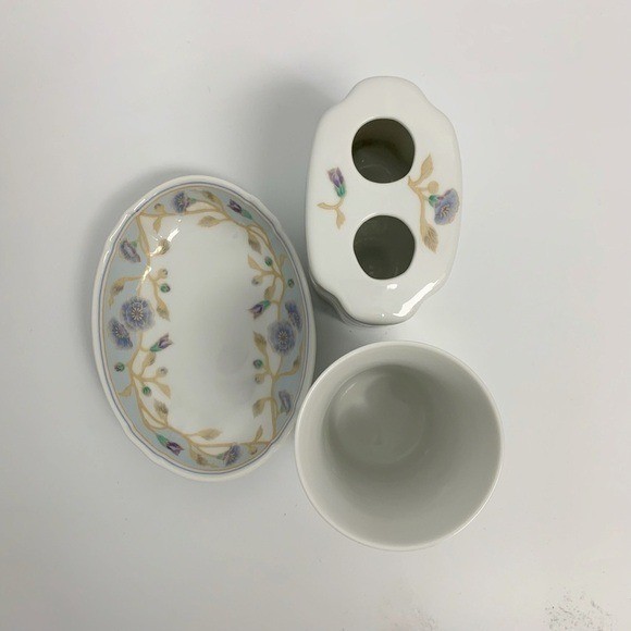 San Francisco Glory Floral Porcelain Toothbrush Holder Trinket Tray/Soap Dish