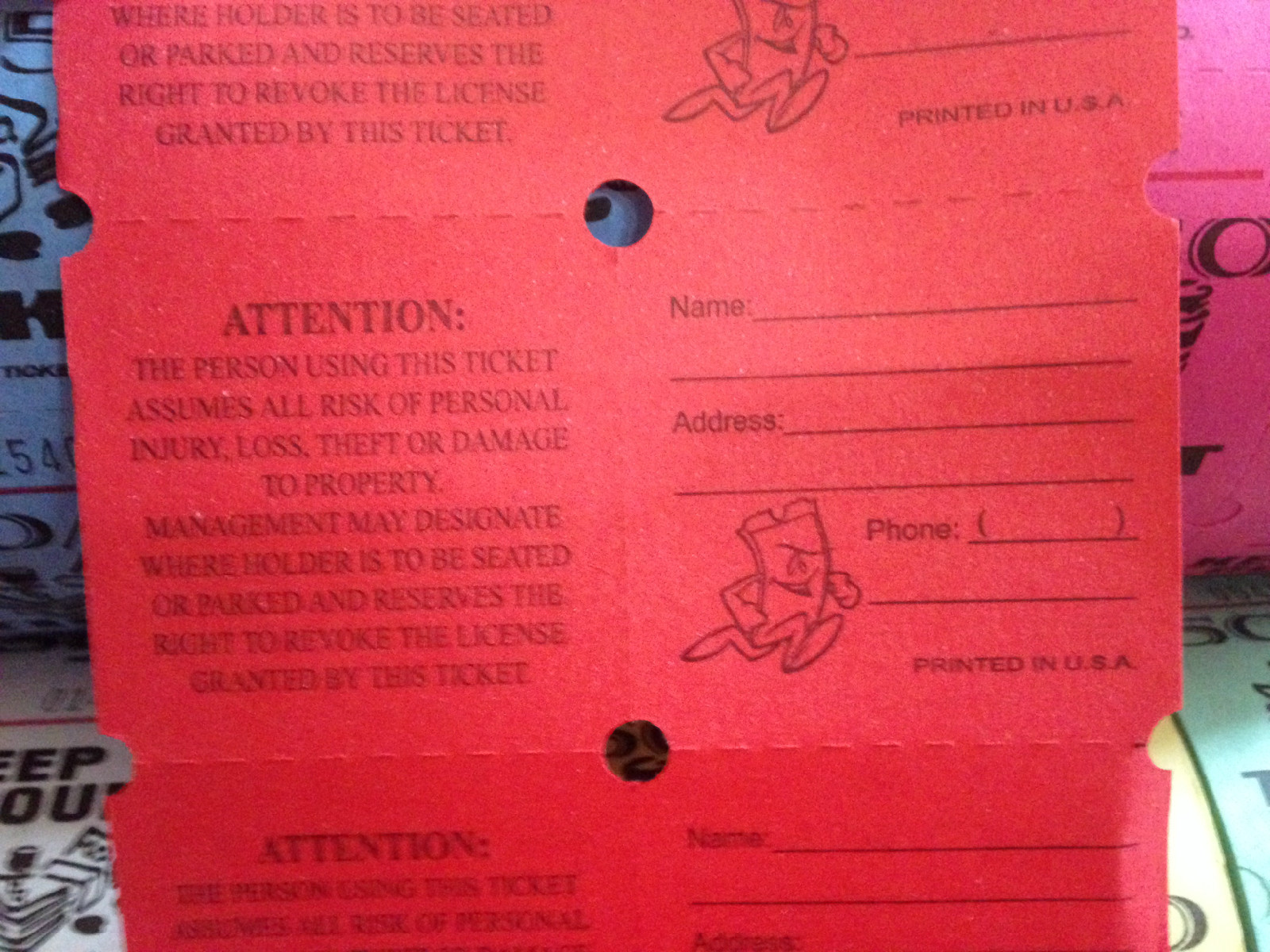 Raffle Tickets Roll of 1000 Marquee 50/50 Style Double Stub Split the Pot New