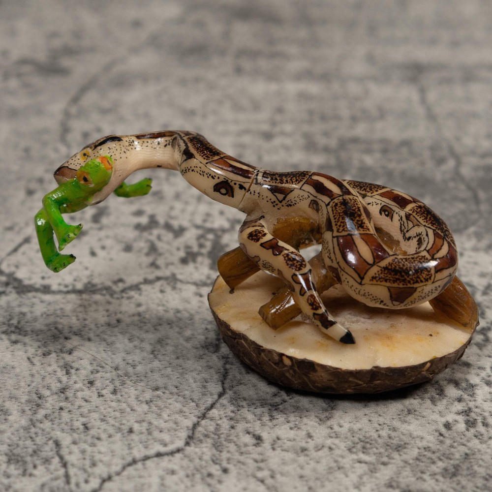 Snake Eating Frog Tagua Carving