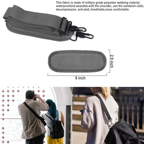 Shoulder Strap 56 inch, Universal Adjustable Thick Soft Duffel Bag Dark Gray