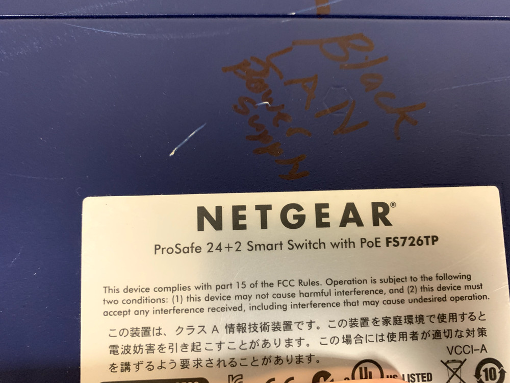 NetGear ProSafe 24+2 Smart Switch with PoE FS726TP -With Power Cable-