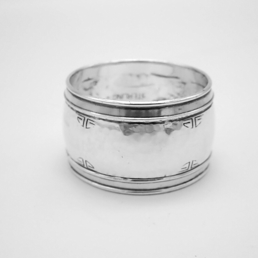 Hammered Napkin Ring Sterling Silver Mono RBW