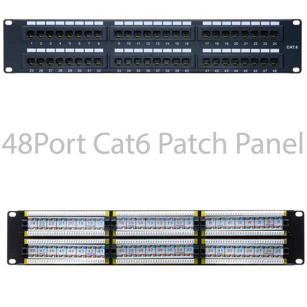 12 24 48 Port CAT6 RJ45 110 Network Patch Panel Surface Wall Mount Bracket