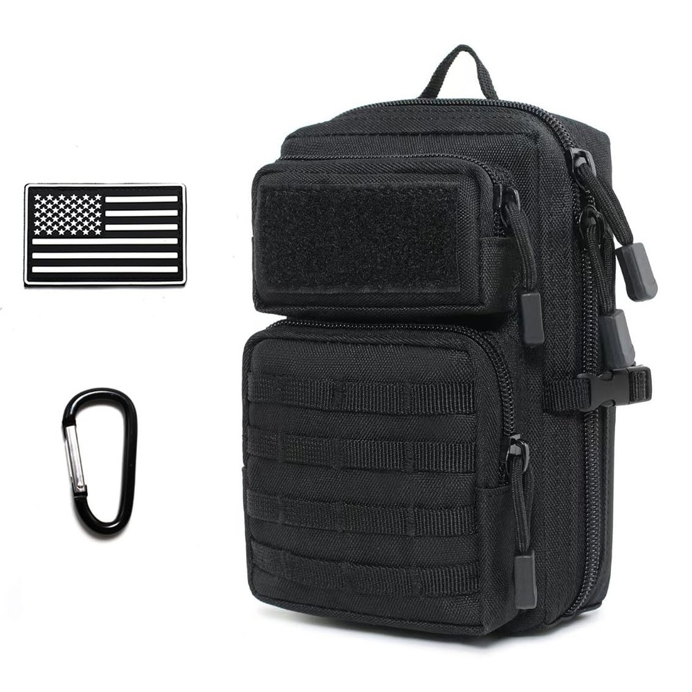 Tactical Molle Utility Pouch, Compact EDC Tool Pouch Bag Phone Black