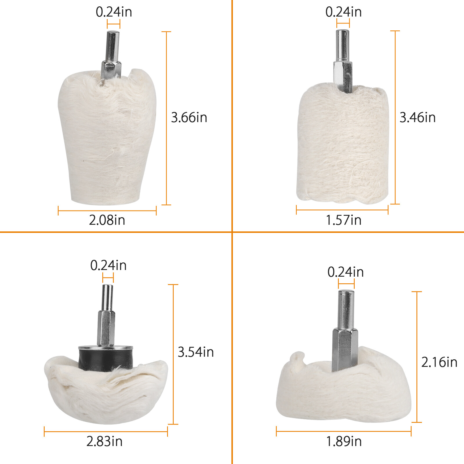 4Pcs White Cotton Pad Polishing Buffing Wheel Rims Car Motorcycle Kit For Drill