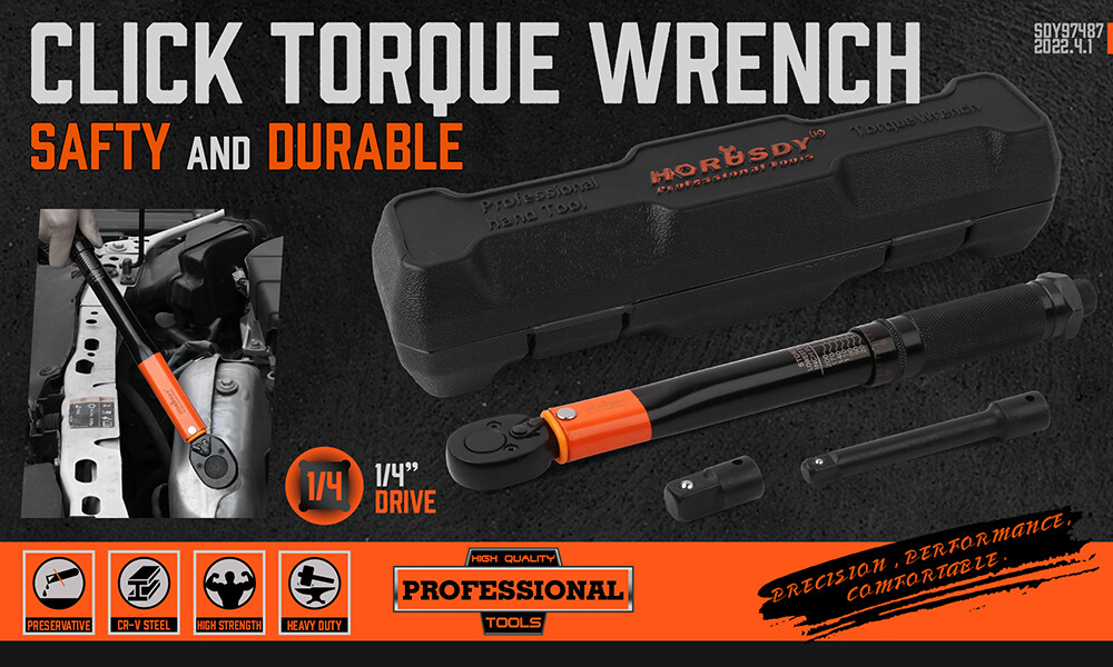 1/4" Torque Wrench Snap Socket Professional Drive Click Ratcheting Reversible