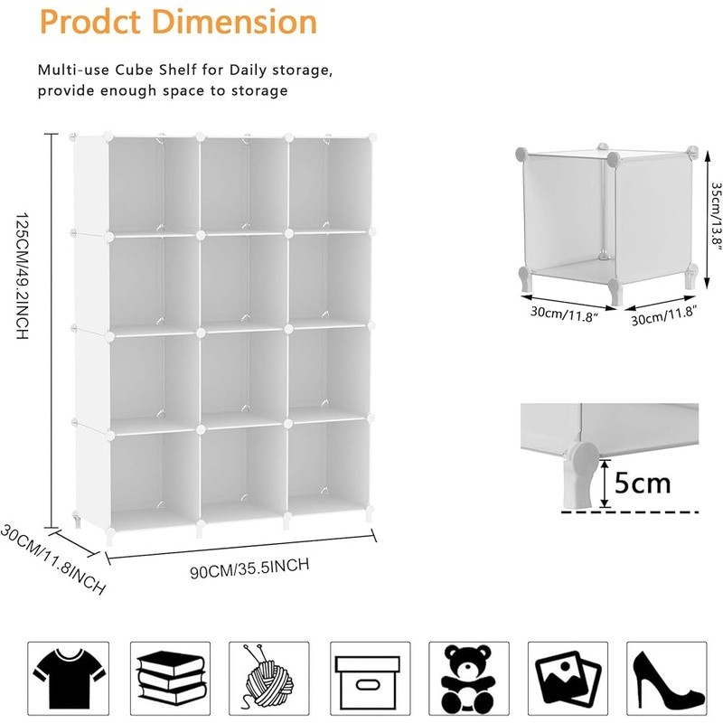 12-Cube Storage Organizer Multi-Purpose Easy Assembly Space Saving Solution New