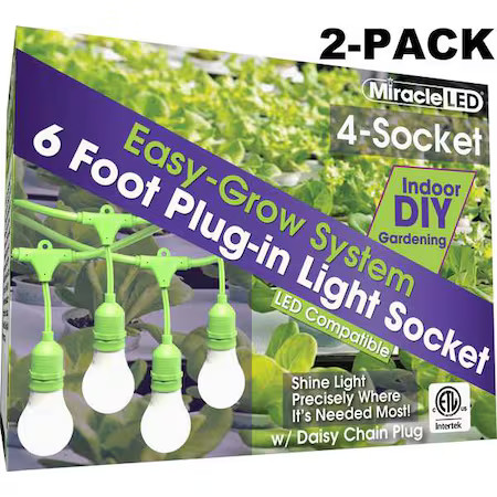 MIRACLE LED 602201 LED Ready Corded Lighti, Four Socket, PK2