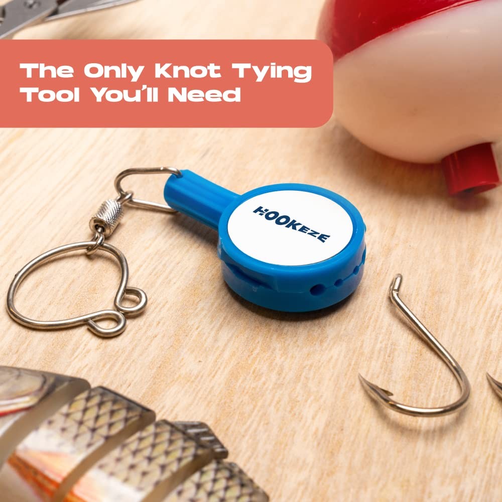 HOOK-EZE Fishing Knot Tying Tool | Protect from Fish Hooks | Standard, Blue Fish
