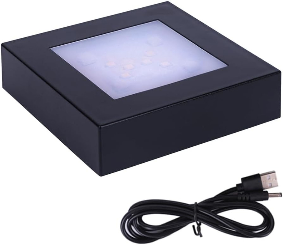 LED Multimodal Multicolor Light Stand Base Black - Square Display Base for 3D Cr