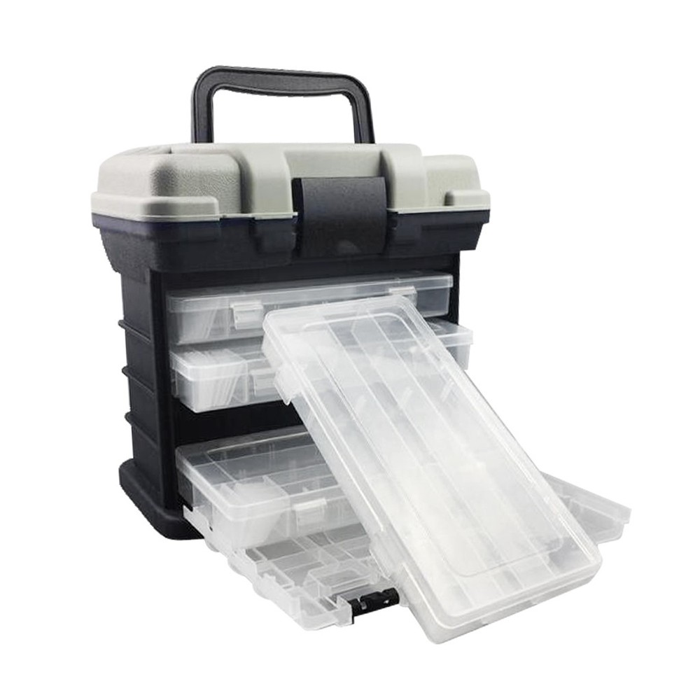Compact 4 Layers Tackle Box Fishing Baits Hooks Lures Handheld Storage Case