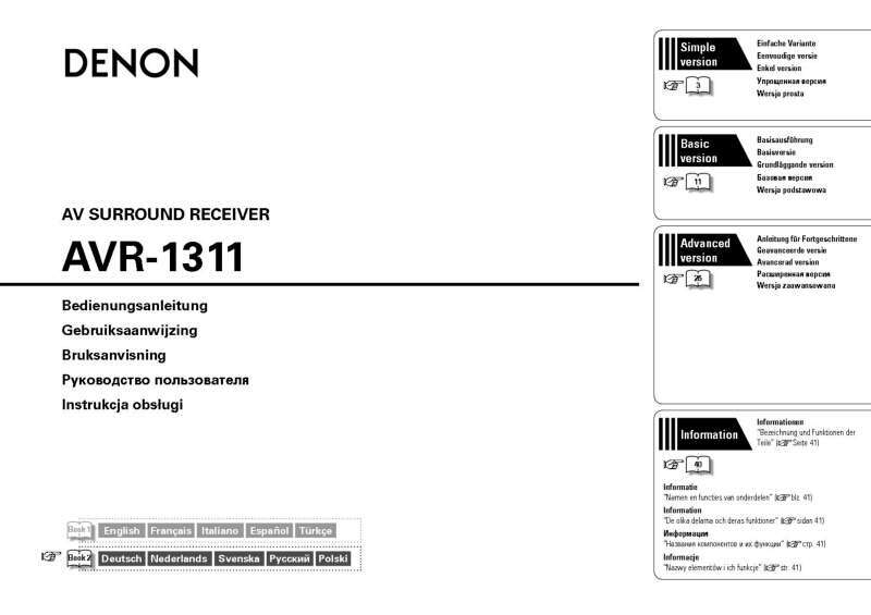 Denon AVR-1311 Receiver Amplifier Owners Manual