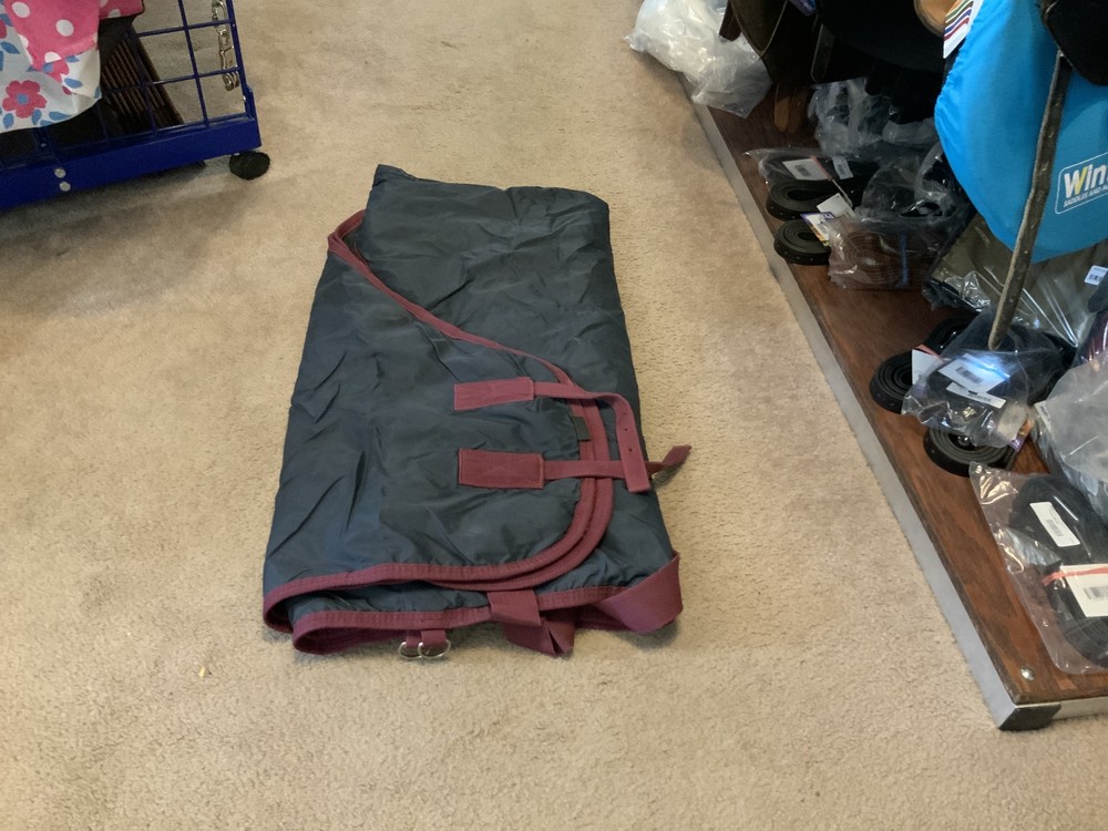 State Line Stable Blanket Navy/Maroon 68”