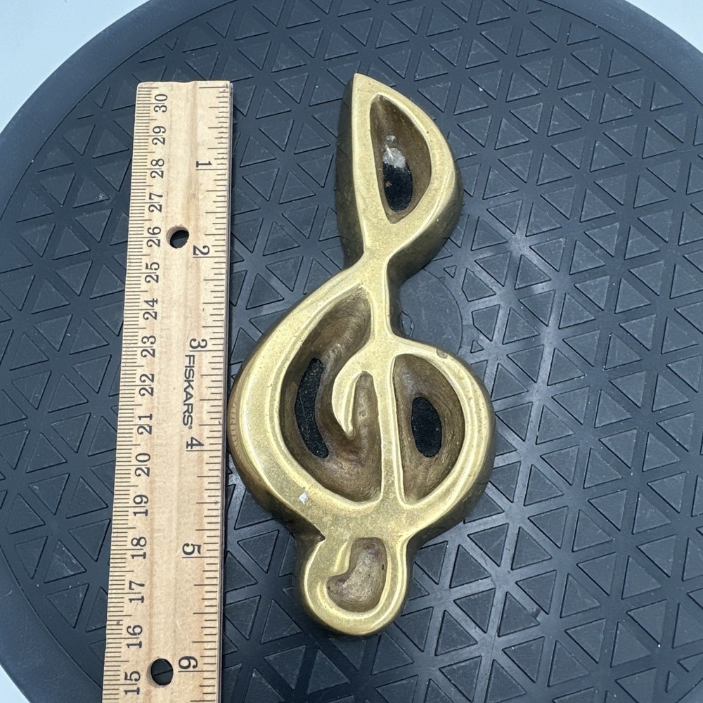 Vintage Fritz Solid Brass Music Note , Paper Weight