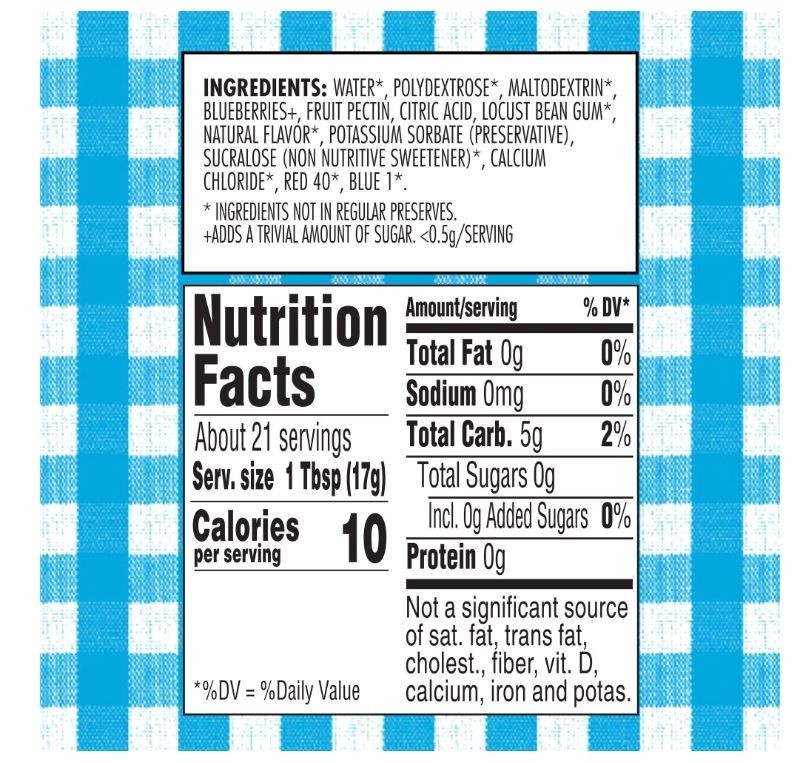 2 pack Smucker's: Blueberry Sugar Free Preserves, 12.75 oz New