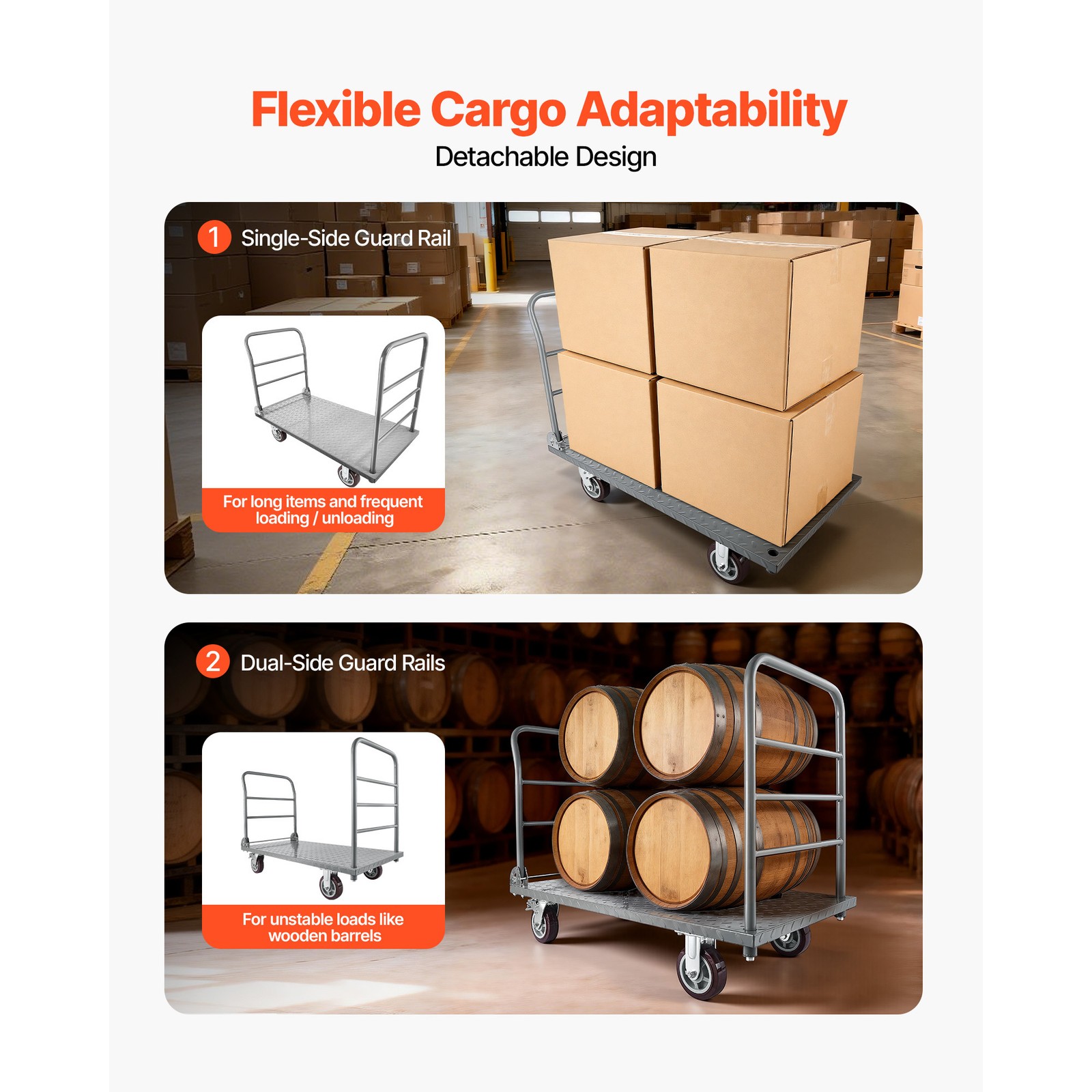 Uimoso Heavy Duty Foldable Platform Cart, 2650 lbs Capacity with Wheels