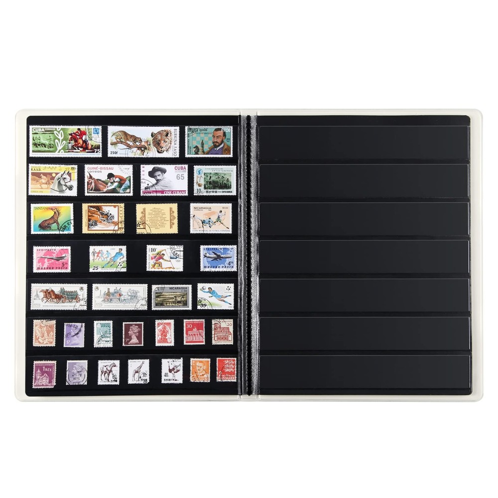 Stamp Collecting Album, 7 Rows Pockets Stamp Book for Collectors, 10 Sheets
