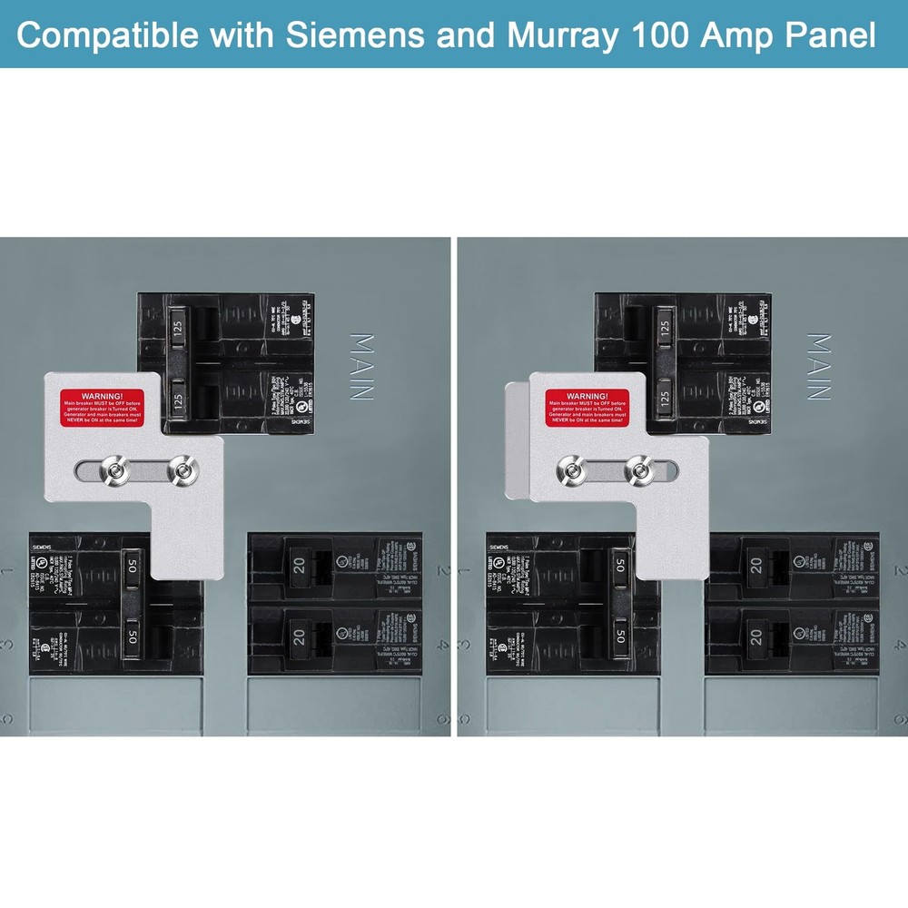 Generator Interlock Kit for Siemens 100 Amp or Murray 100 Panels,...
