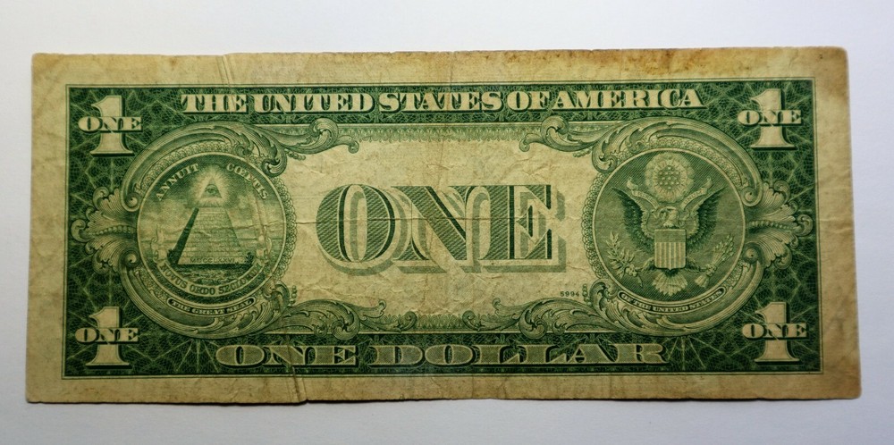 1935 E 1$ SILVER CERTIFICATE DOBLE GUTTER FOLD ERROR NOTE