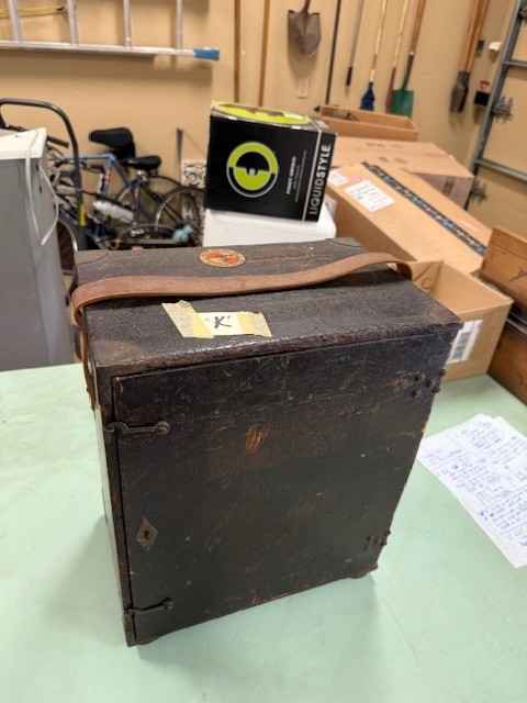 Antique 1925 K&E transit in original box with matching "short" tripod.