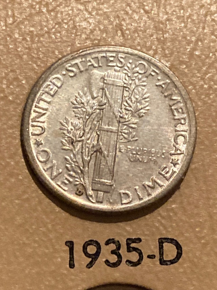 1935 D Mercury Dime ABOUT UNCIRCULATED