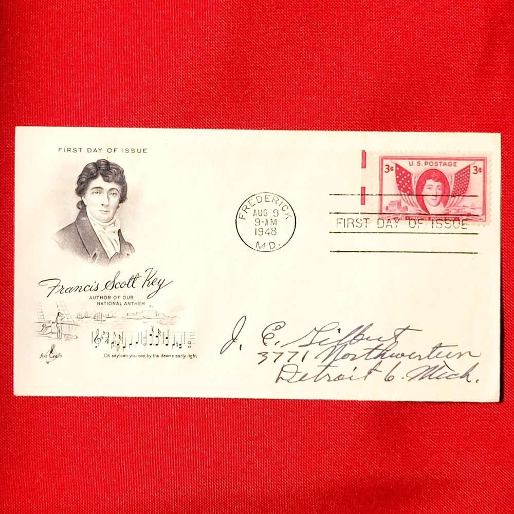 First Day of Issue Francis Scott Key Stamp Cache Envelope