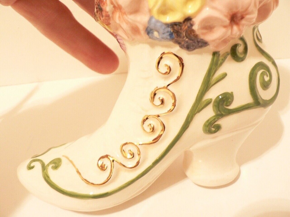 Pottery Boot Vase Hand Painted (S0