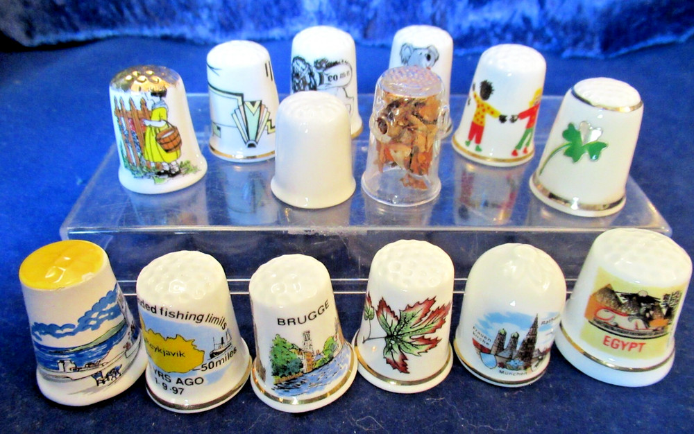 14 x Mixed Collectors Thimbles Different Designs & Styles