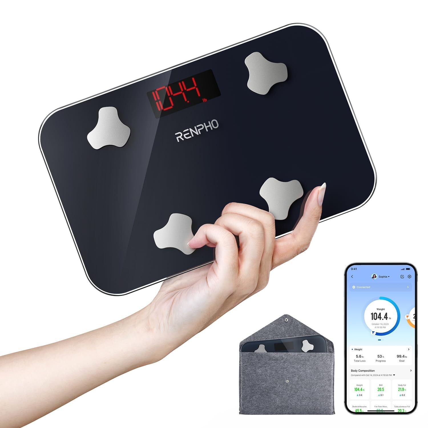 RENPHO Travel Scale for Body Weight, Mini Bathroom Scale Body Fat Scale Portable