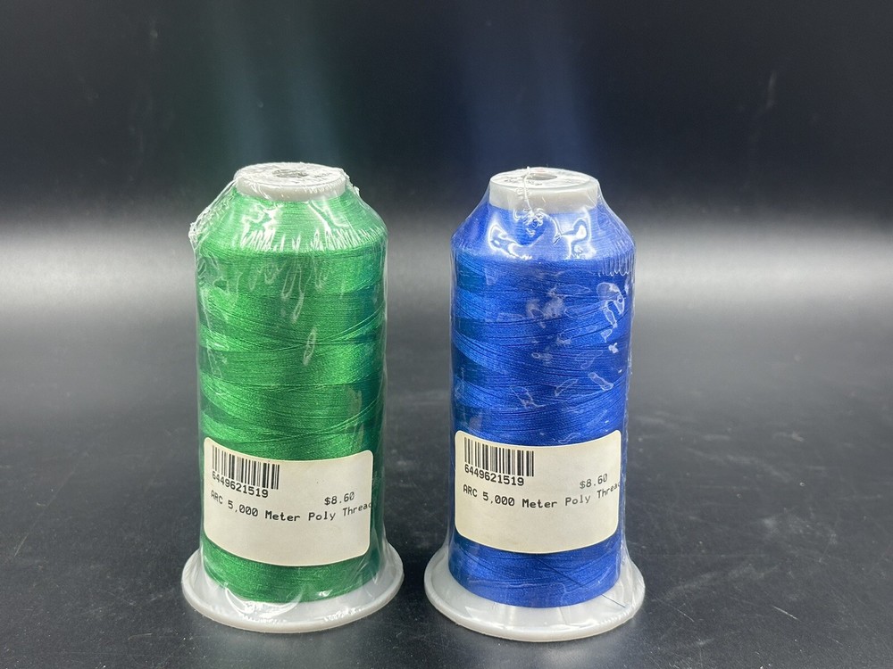 2-ARC 100% Polyester Embroidery Machine Thread  (40wt- 5000M)  Blue And Green