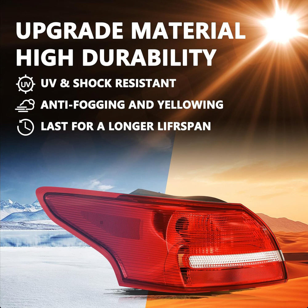 Halogen Tail Light Assembly Compatible with 2015-2018 Ford Focus Rear Taillight